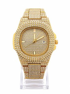 Iced Out Men’s  Gold Watch Nautilus Style